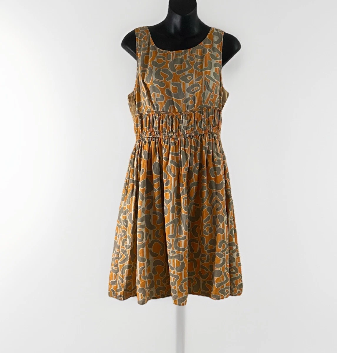 stefanel silk dress Stefanel Silk Dress Multicolored Abstract Print Satin Crepe Belted Half Sleeves Spring 36 US6
