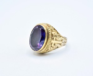 Authentic Vintage Amethyst Cross Ring Sterling Silver Gold-Plated – Sz 13.75