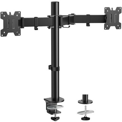  Dual Monitor Mount up to 32 Inch Screens, Heavy-Duty Steel Dual Monitor 