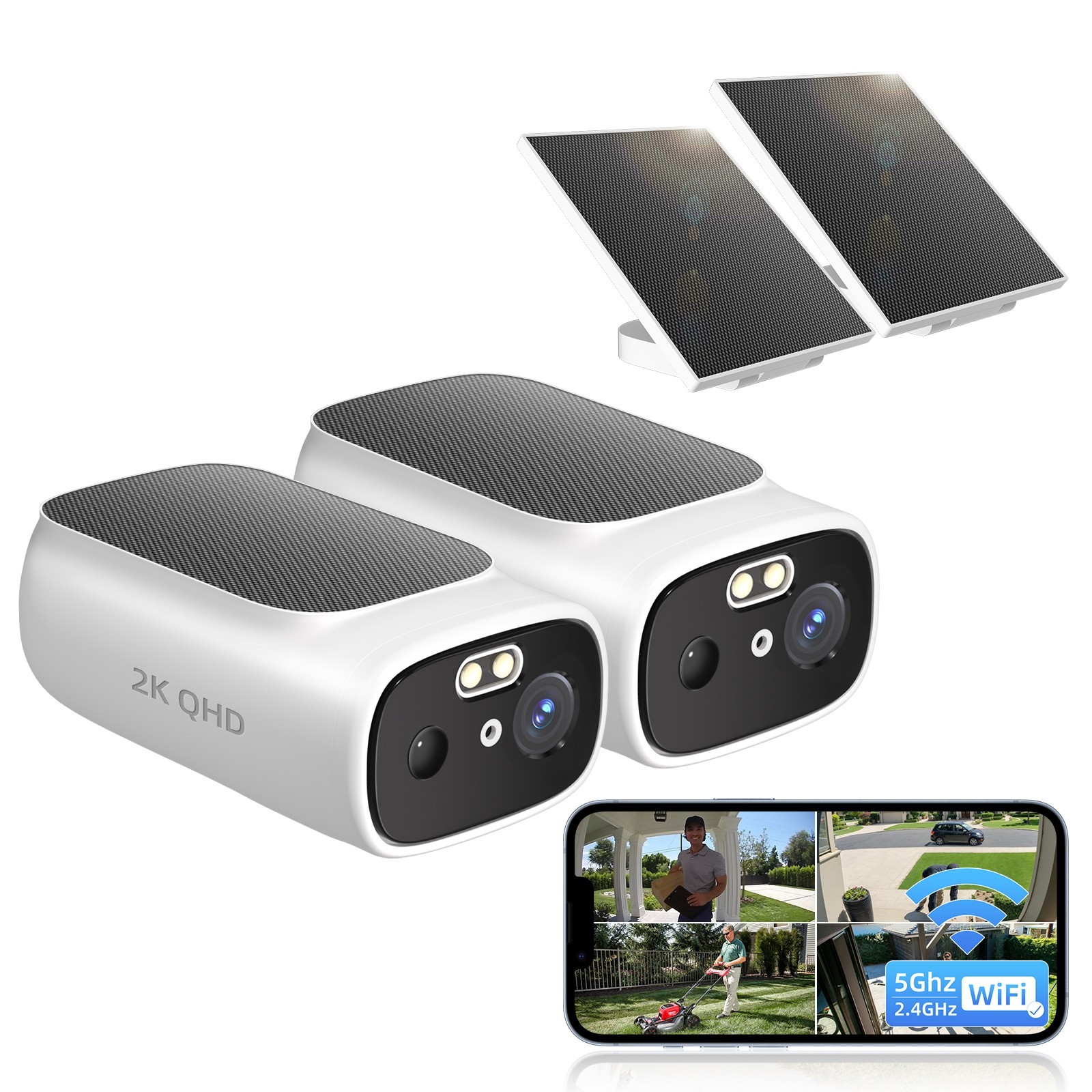 2K solar security camera wireless 5ghz wifi security camera 
