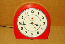 TELECHRON 2H07 "BUFFET" WALL CLOCK BRIGHT RED PLASKON RESTORED AND WORKING