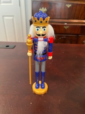 8'' Plastic Nutcracker Dressed in Gray Blue and Red