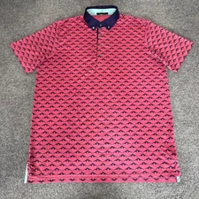 Greyson Polo Shirt Mens Large Pink Bird Print AOP Golf Short Sleeve Performance