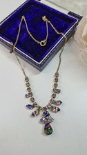 Antike Art Deco Halskette Iris Glas Böhmisch...