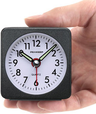 Ultra Small, Battery Travel Alarm Clock with Snooze and Light