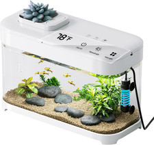 3 Gallon Fish Tank Aquarium Starter Kit with Heater, Smart, Acrylic, White Tem