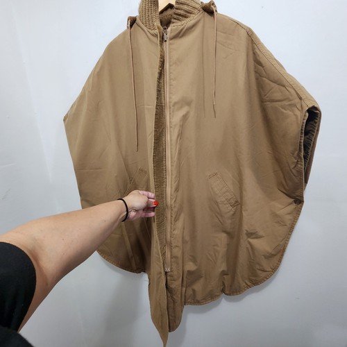 Abrigo con Capucha Reversible de Sarga de Pana Años 70 Marrón Tostado Cuello Bolsillos - Imagen 24 de 24