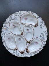 Antique Haviland French Oyster Plate, Hand-painted Delicate Floral Design
