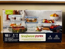 Snapware Pyrex 18-Piece Glass Food Storage Set, Airtight Leak-Proof Space Saving