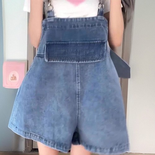 Lady Large Size Sweet Denim Shorts Strappy Shorts Casual Loose Short Summer Cute - Picture 3 of 9