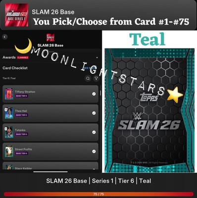 VIDEOGAME Topps WWE Slam 26 - BASE SERIES 1 ''2026'' Teal - You Pick/Choose