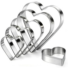 Heart Cookie Cutter Set 5 Pieces Stainless Steel Biscuit Cutters Valentine's Kit