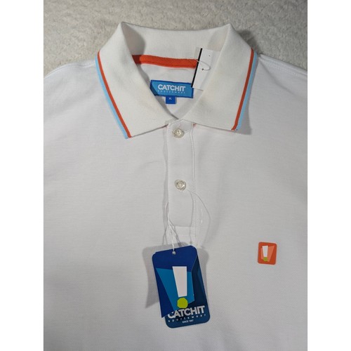 Catchit Sportwear klassisch einfarbig weiß sportlich Golf Polo Herren XL gerippter Kragen - Bild 3 von 7