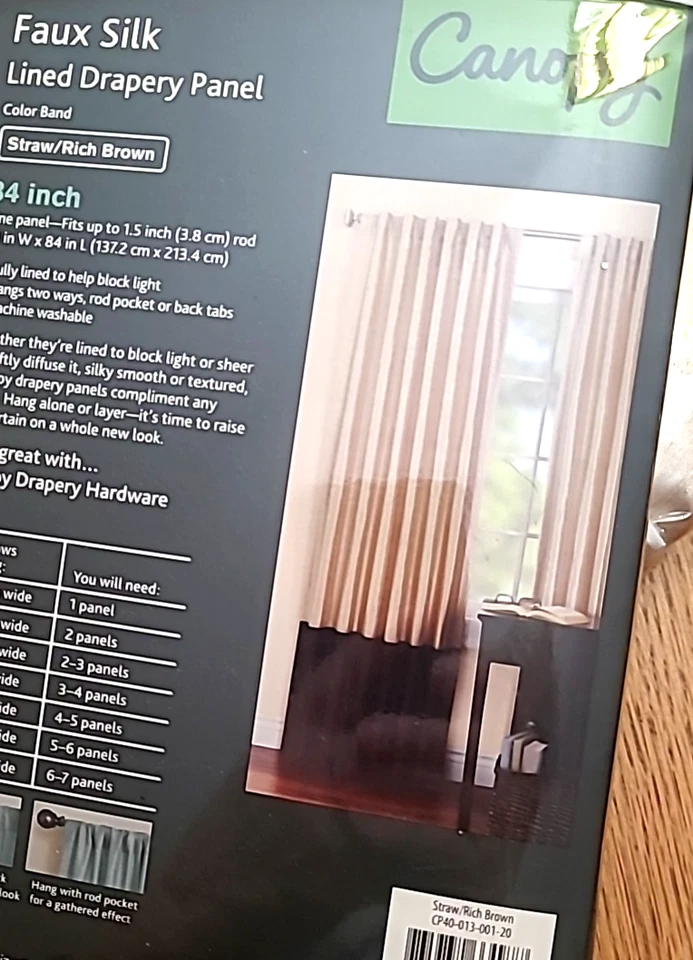 Canopy Faux Silk Lined Drapery Panels X2 **Each 54W 84Long ** NEW - Image 4 of 4