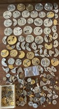 Huge Lot Vintage Antique Pocket Watch Parts Movement Dial Gears Hands