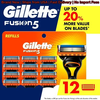 Gillette Fusion5 Razor Blade Refills Mens Manual Shaving Cartridges 12 Pack NEW