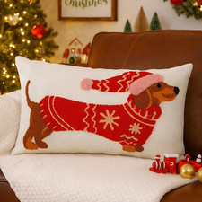 Christmas Pillow Covers 12X20 Inch Dachshund Christmas Decorations Pillowcase Xm