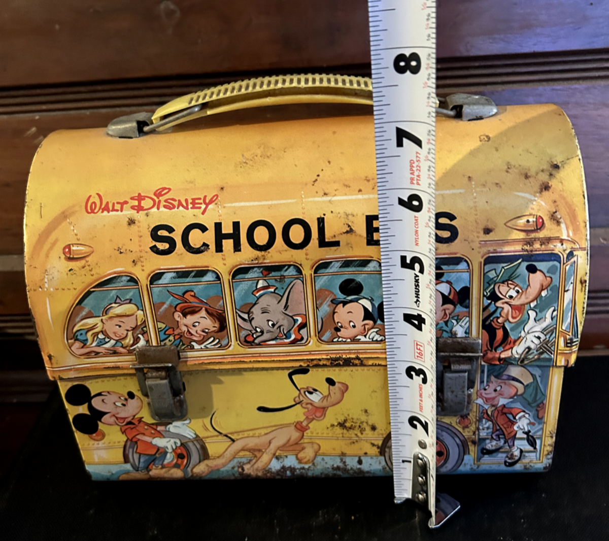 Vintage 1960s Walt Disney School Bus Metal Lunch Box Aladdin Ind
