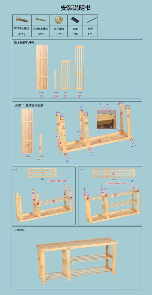 3 Niveles-15 Pares Zapatero de Bambú Organizador de Almacenamiento de Zapatos Soporte Zapatos Estantes EE. UU. Foto 3 de 4