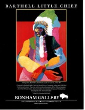 1990 BARTHELL LITTLE CHIEF ART EXHIBIT ADVERT, KIOWA-COMANCHE SITTING BEAR, AD