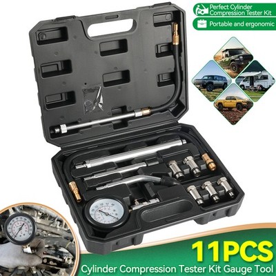 11Pcs  Cylinder Compression Gauge Tester Kit Gas Engine Diagnostic Testing Tool