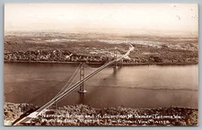 Postcard RPPC, Narrows Bridge & Its Guardian Mt Rainier-Tacoma WA Unposted