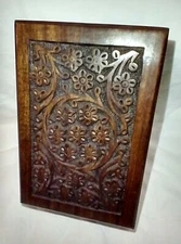 Rosewood Hand-Carved Floral Urn Box - Cremation Memorial with Velvet Medium