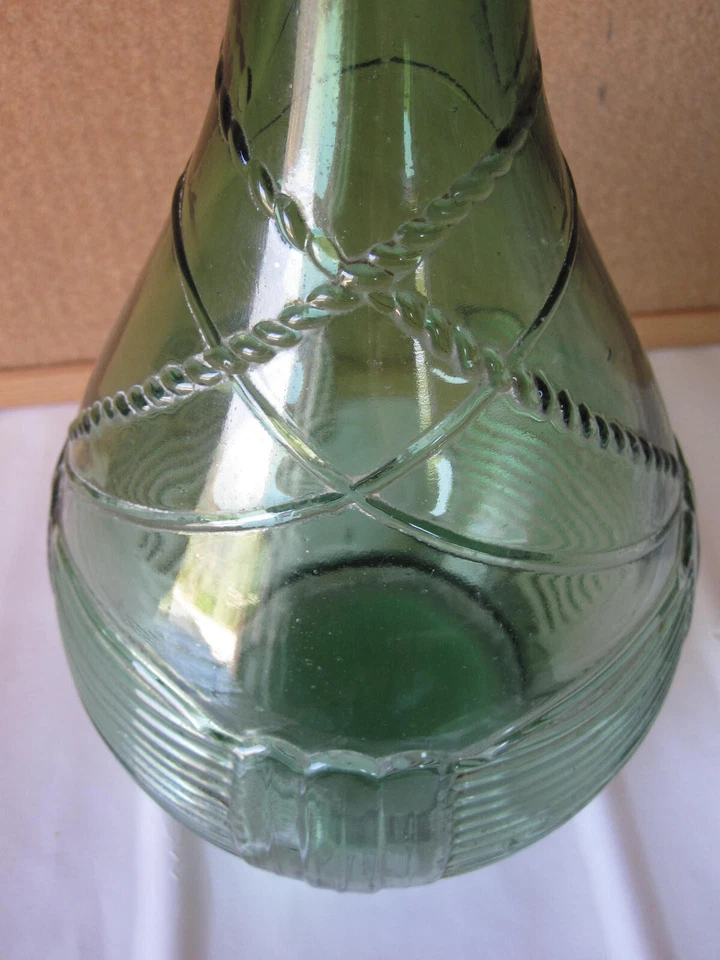 Vecchia bottiglia antica in vetro verde fiasco vintage DAMIGIANA antico - Immagine 2 di 4