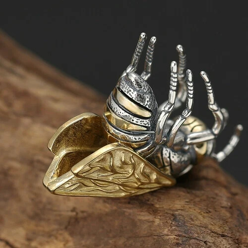 Real Solid 925 Sterling Silver Men Women Lucky Unique Carved Bee Pendant 20g - Picture 7 of 9