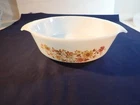 Vintage Anchor Hocking 1.5 Quart Round Casserole Dish Autumn Daisies #437