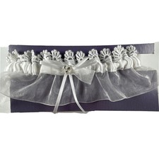 Wedding Garter White Bridal Lace with Organza Bow Cathy's Concepts Boxed 3086W