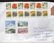 2002 Sverige Sweden MULTI STAMP Flowers Postal Cover to Australia