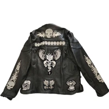 Leather Jacket Mens 3XL Biker Skull Patch Vance Motorcycle Grunge Streetwear 