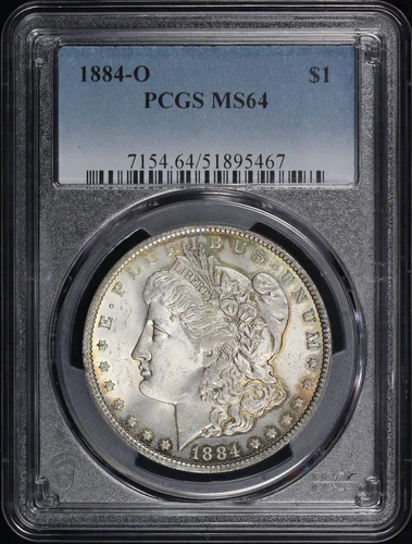 1884-O Morgan Dollar PCGS MS-64 - Blue, Green, & Gold Rim Toning!