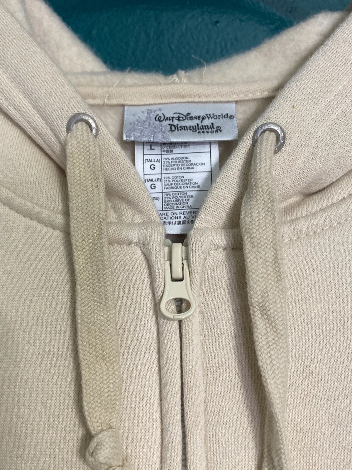 OFF WHITE Felpa donna Disney Parks zip con cappuccio Minnie Mo taglia large usata in ottime condizioni!