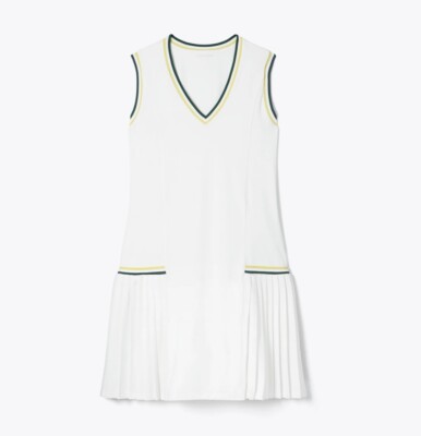 green tennis dress with white trim Green Contrast Cutout Tennis Dress