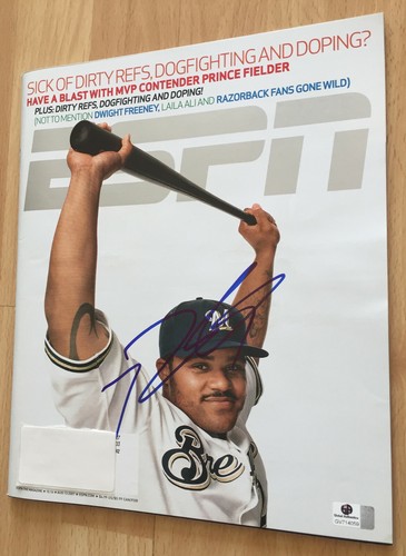 PRINCE FIELDER MILWAUKEE BREWERS SIGNED AUTOGRAPHED 2007 ESPN MAGAZINE GA COA  - Picture 5 of 9