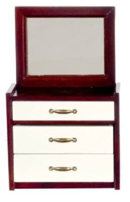 TOWN SQUARE MINIATURES Casa delle bambole toeletta moderna mogano bianco miniatura arredo camera da letto