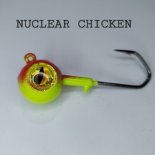 Big Eye Ball Jigs, 3pk , Fluke, Flounder, Striper, Rattle, Gulp jigs, Bluefish