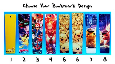 Pokemon Farbige Bambus Lesezeichen - 9 DESIGNS - Pikachu - Ash