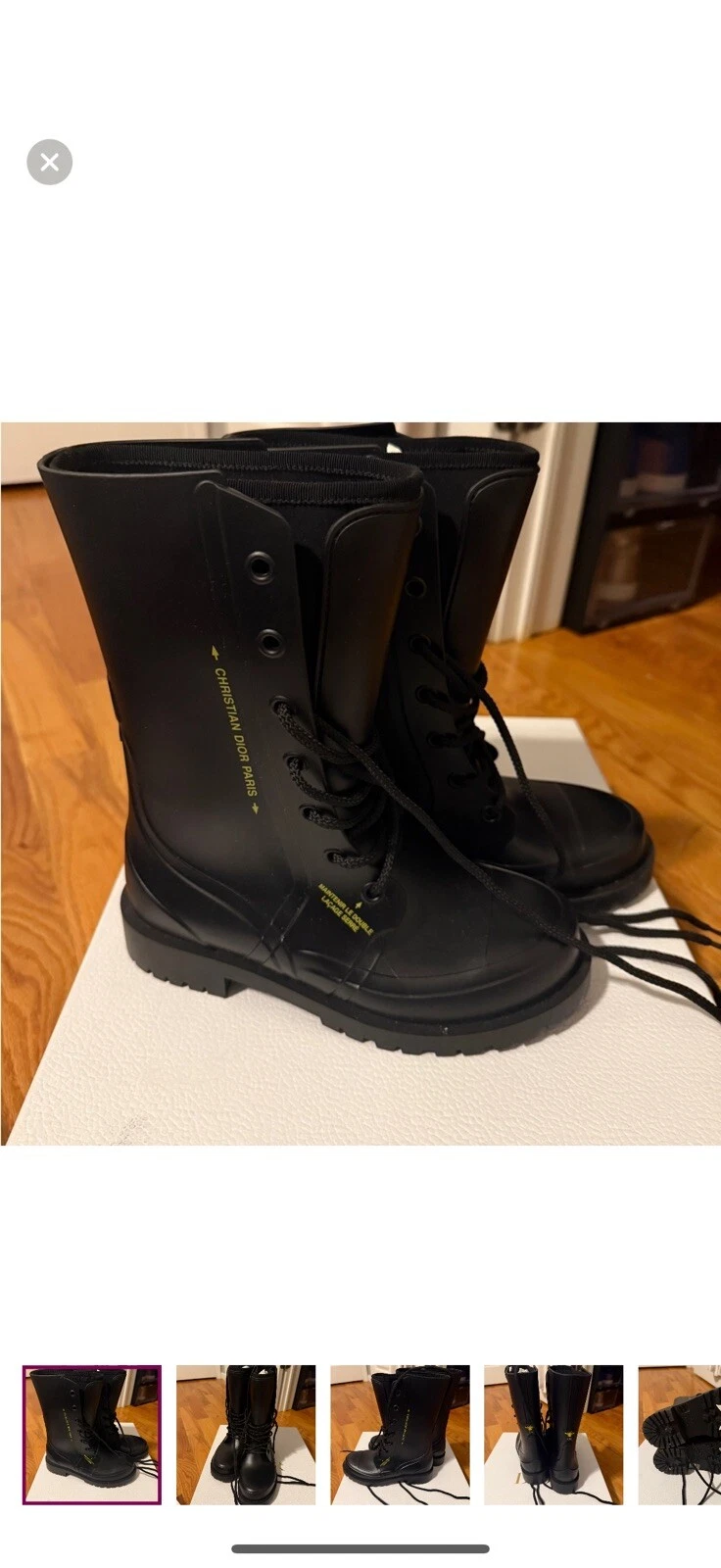 Bottes Diorcamp en caoutchouc oblique CHRISTIAN DIOR pointure : 7/37 noir