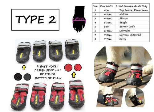 4 Designs Pet Dog Shoes Puppy Cat Shoes Boots Waterproof Anti-Slip Paw Protector - Picture 3 of 9