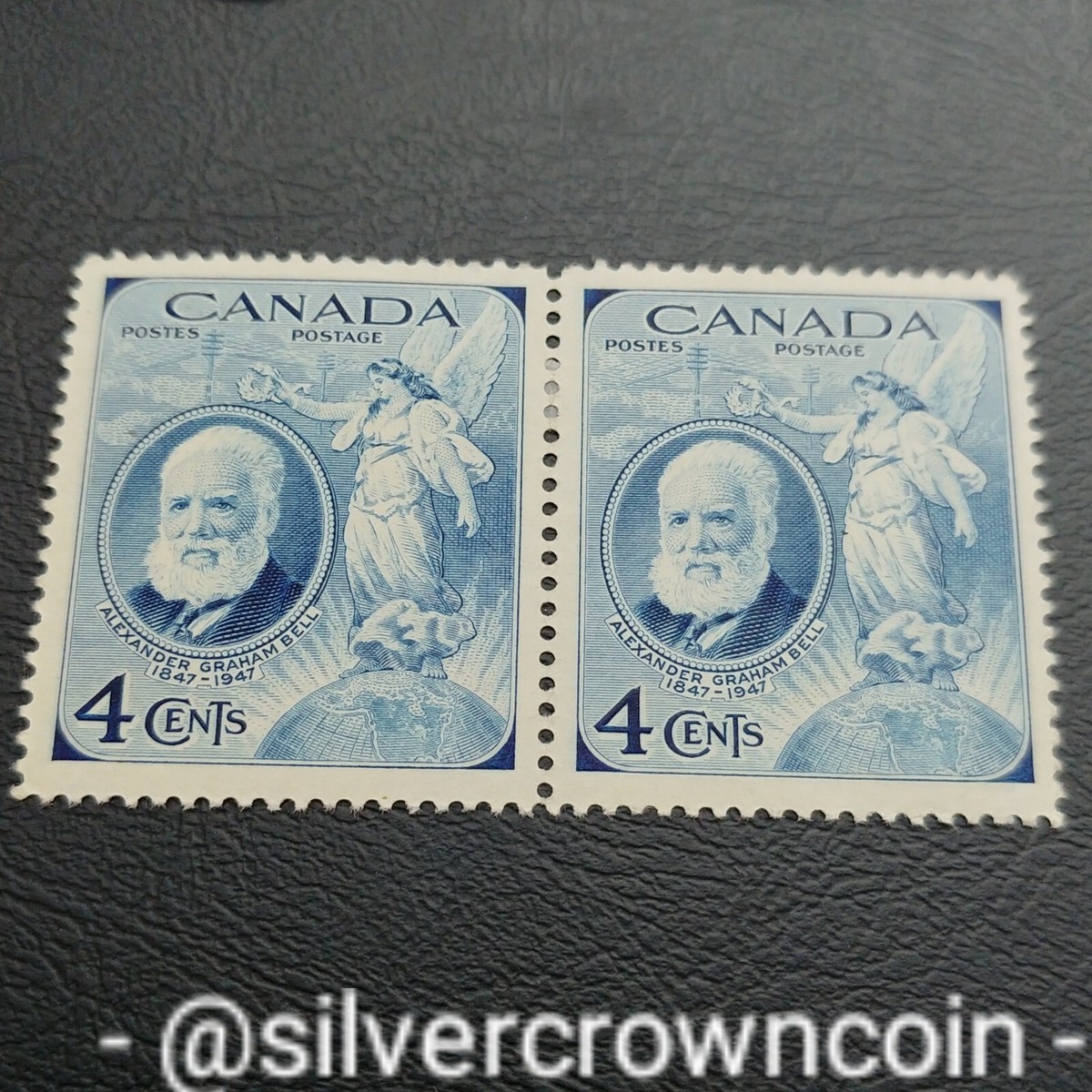 Canada Two Stamps 4 Cents 1947. Alexander Graham Bell 1847-1947