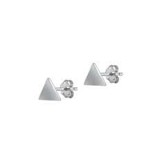Baby Girl Tiny Plain Triangle Stud Earrings 925 Sterling Silver Push Back 4mm S4