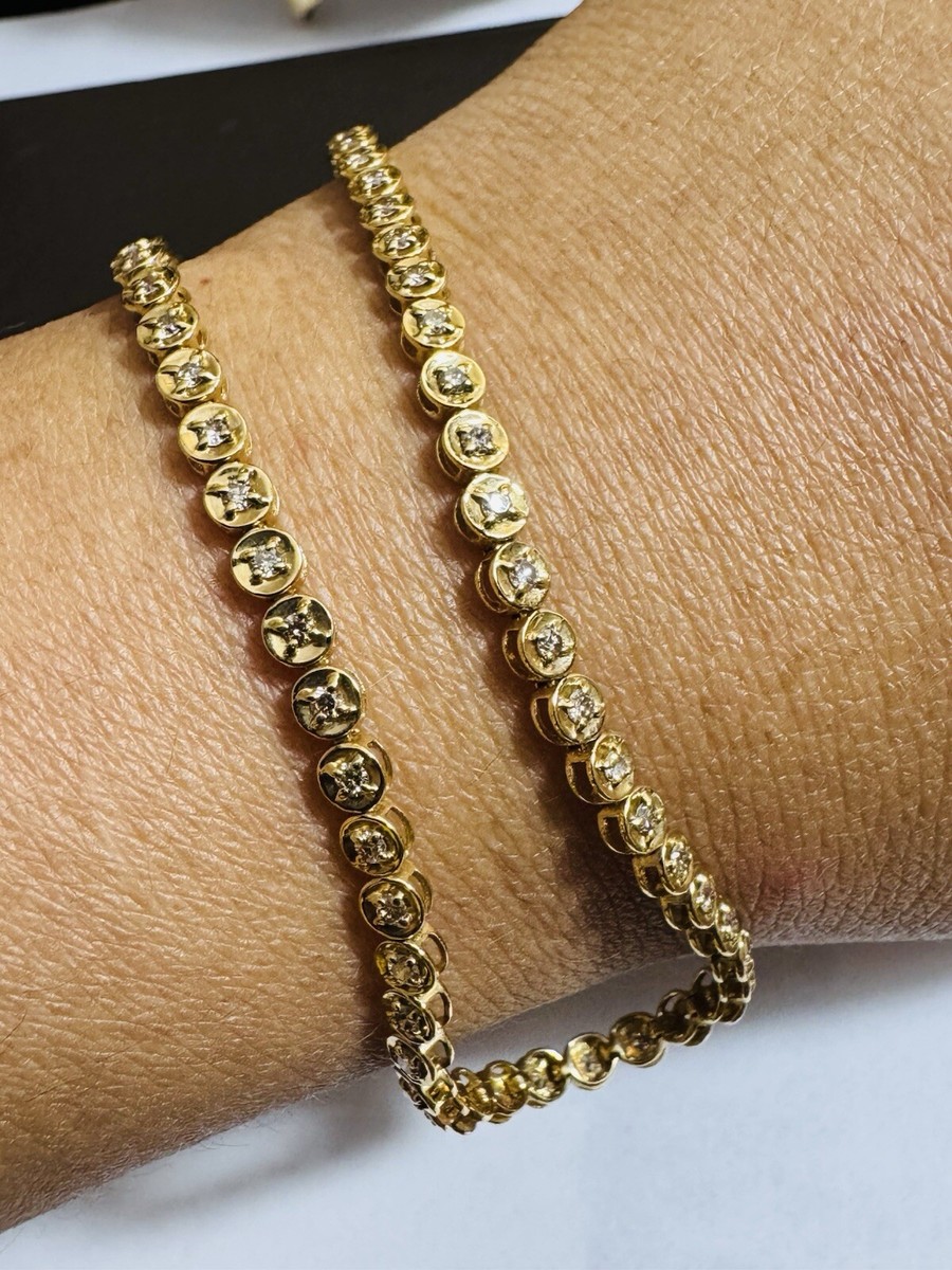 Solid K18 Japan Gold 1 Carat Diamond Tennis Bracelet 19cm Solid K18 Japan Gold 1 Carat Diamond Tennis Bracelet 19cm