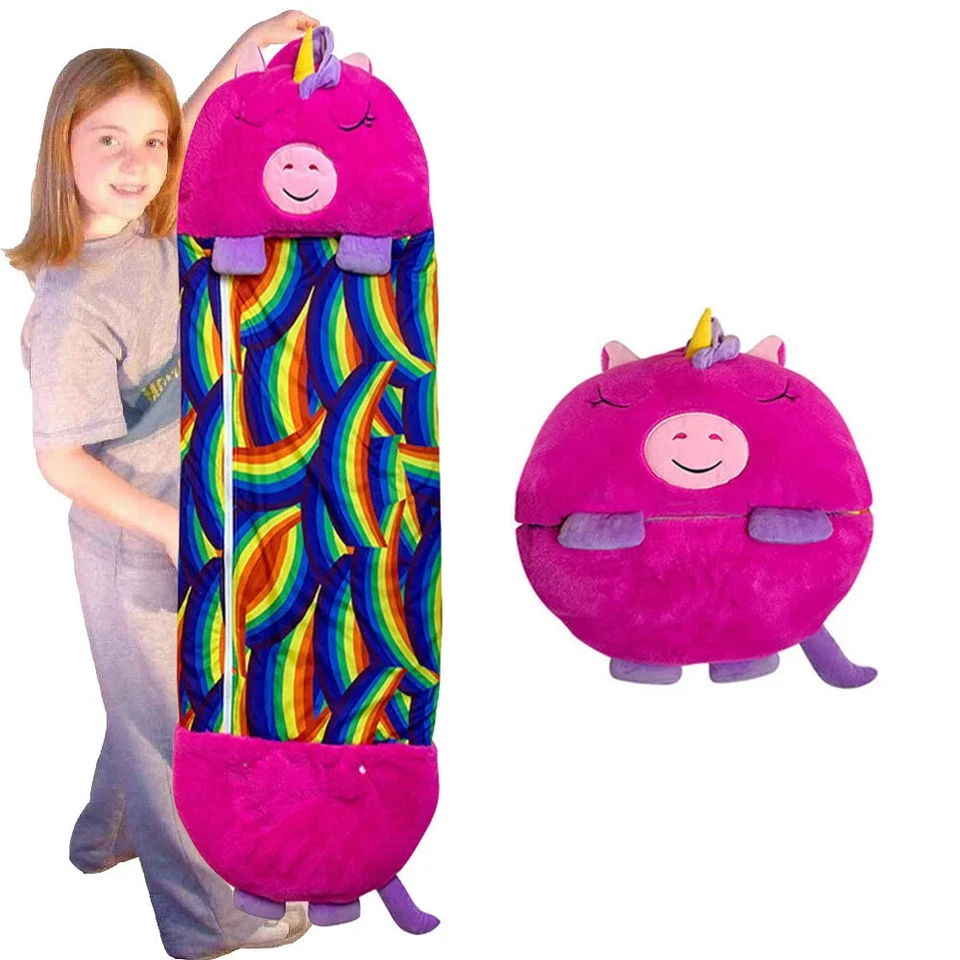 Saco de dormir feliz 160x60 cm niños juego almohada suave siestas cálido lindo regalo Foto 2 de 4