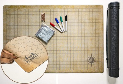 RPG Battle Grid Mat - 24'' x 36'' High Quality Double Sided Neoprene Mat Plus D...