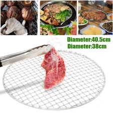 BBQ Round Grill Net Stainless Steel Cooking Grate Rack Charcoal Stove Mesh Tool