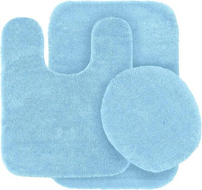 3 pc Solid Light Blue Bathroom Rug Set Bath Mats Bath Set Super Soft Anti Slip