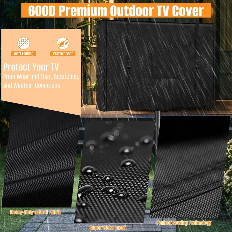 Mobile Outdoor TV Stand Cover, 45-60 Inch Heavy Duty 600D Oxford Fabric Water... - Image 3 of 4